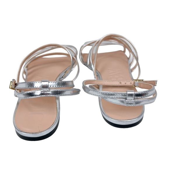 J. Crew Capri Strappy Sandals Metallic Silver Leather Size 9 - Picture 6 of 15